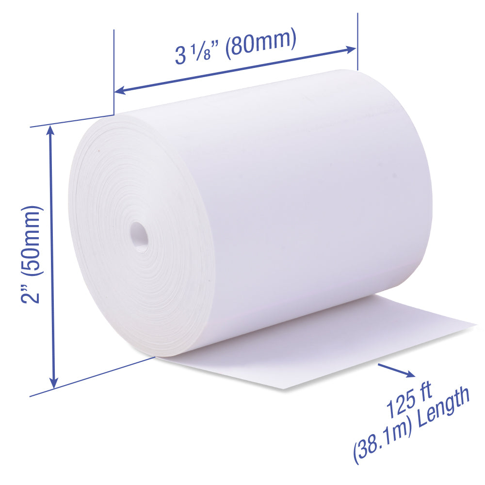 3 1/8 inch x 125 ft x 50mm thermal rolls