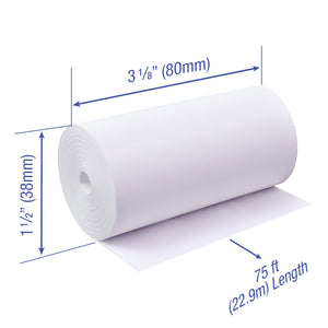 POS1 Thermal Paper 3 1/8 x 75 ft 38mm diameter CORELESS BPA Free 96 rolls